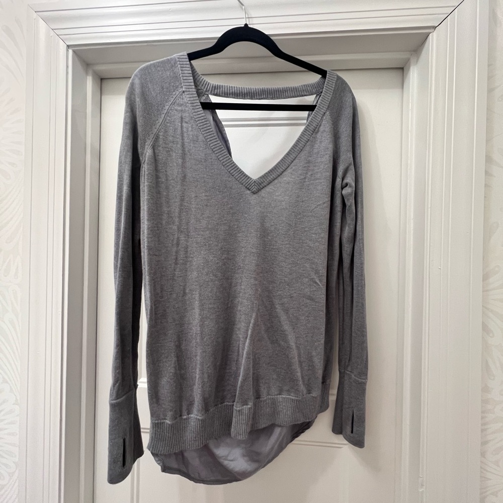 lululemon athletica Gray V-Neck Sweater